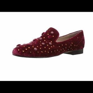 {Donald J. Pliner} Currant Red Velvet Loafer Flats